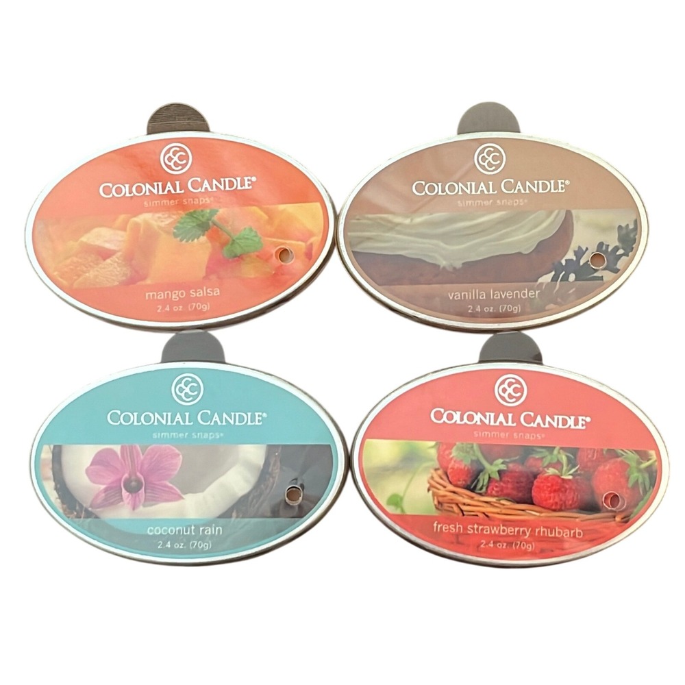 Colonial Candle Simmer Snaps Wax Melts 4 Pack Mango Vanilla Coconut Strawberry
